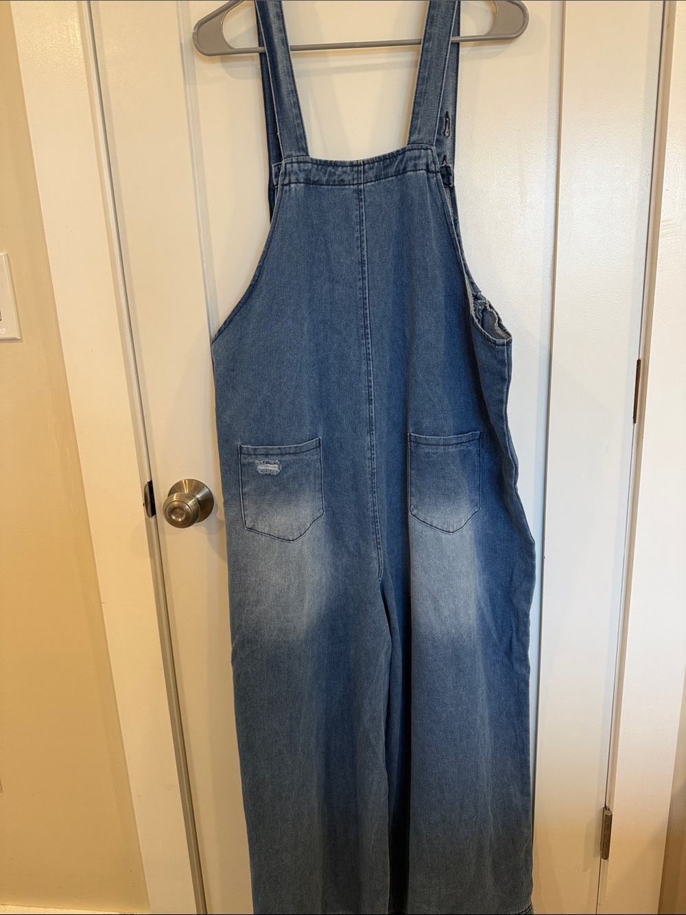 Casual Light Blue Distressed Denim Overalls - Women Jeans - Picture 7 of 9